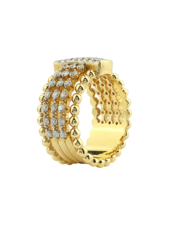 Кольцо из лимонного золота c бриллиантами