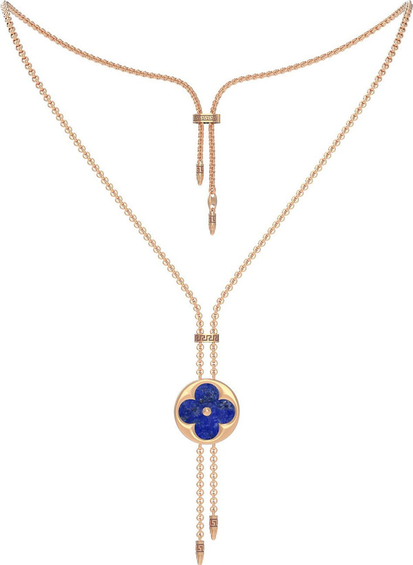 Колье из золота c лазуритом и перламутром