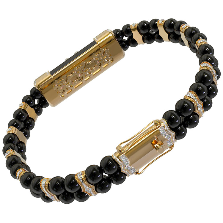 Браслет из лимонного золота c бриллиантами и ониксом