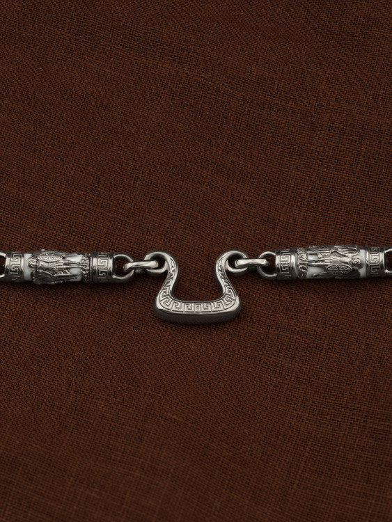 Цепь из белого золота c эмаль и бивнем мамонта