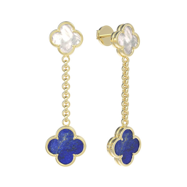 Серьги из лимонного золота c лазуритом и перламутром