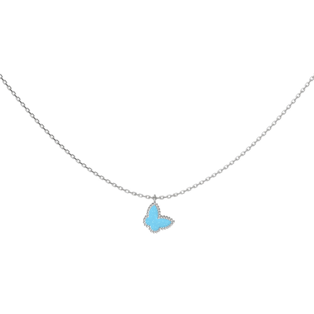 Колье из белого золота c бирюзой