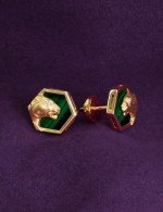 Серьги из лимонного золота 585 пробы c бриллиантами и малахитом