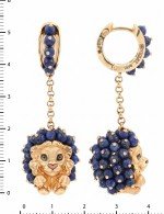 Серьги из золота 585 пробы c эмалью и лазуритом