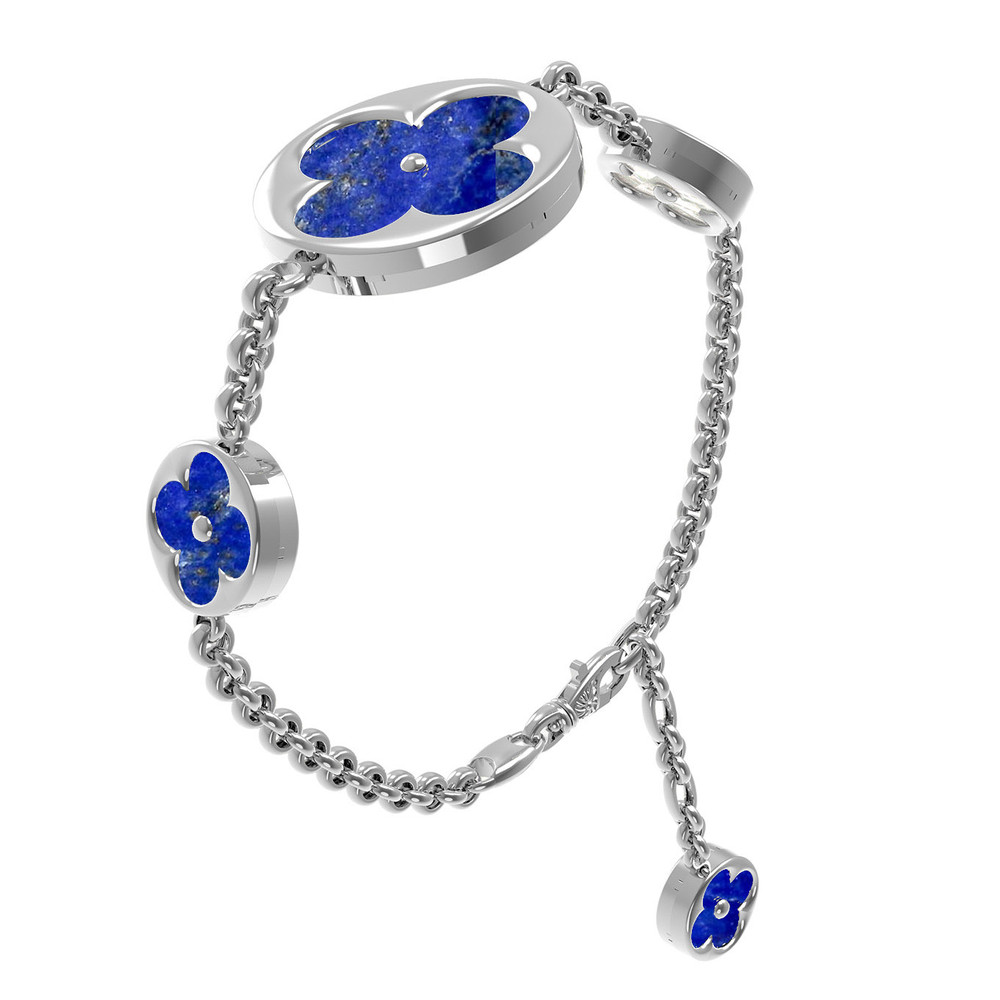 Браслет из белого золота c лазуритом и перламутром