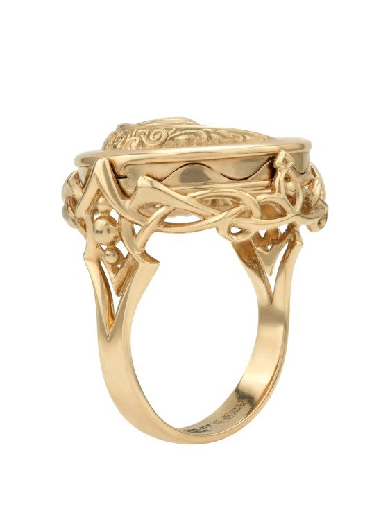 Кольцо из золота c ониксом и перламутром