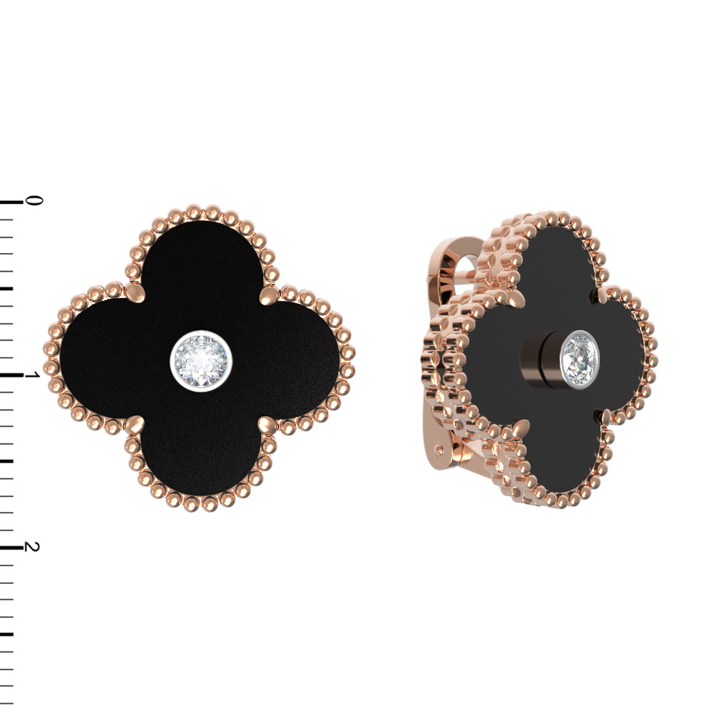 Серьги из золота c бриллиантами и ониксом