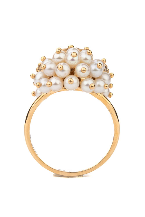 Кольцо из золота c эмаль и жемчугом