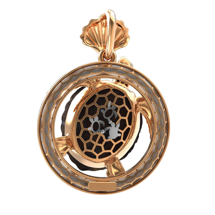 Подвеска из золота c эмаль и железным деревом