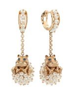 Серьги из золота 585 пробы c эмалью и жемчугом