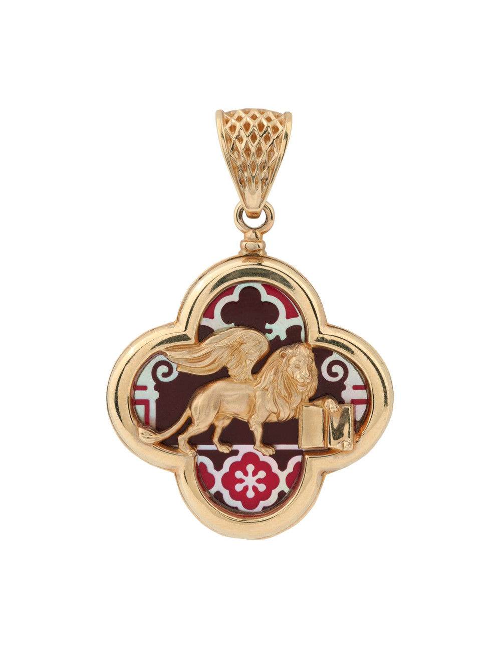 Подвеска из золота c эмаль и перламутром