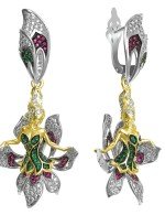 Серьги из белого золота 585 пробы c фианитом