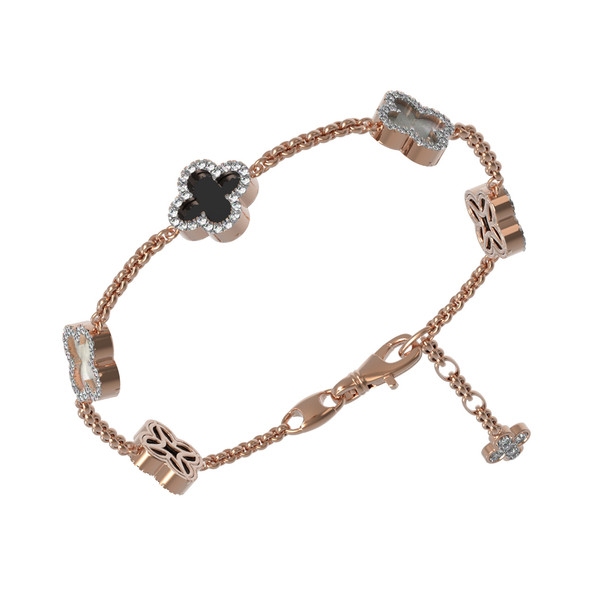 Браслет из золота c бриллиантами, ониксом и перламутром