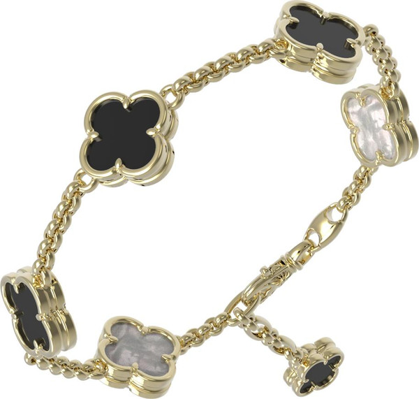 Браслет из лимонного золота c ониксом и перламутром