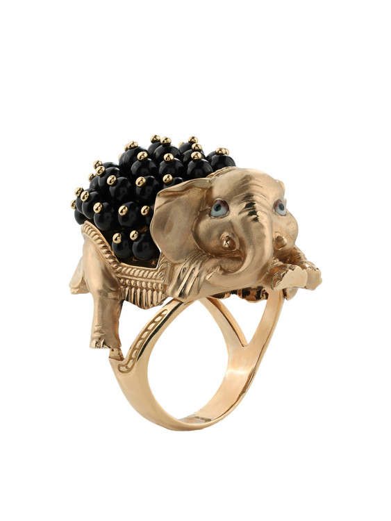 Кольцо из золота c эмаль и ониксом