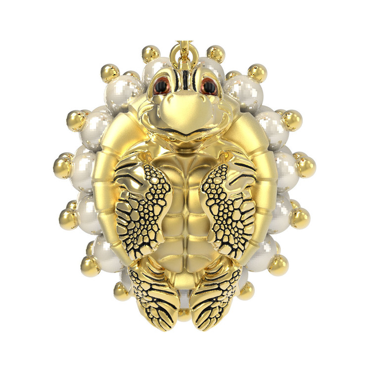 Серьги из лимонного золота c эмаль и жемчугом