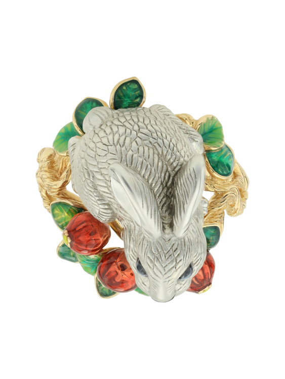 Кольцо из лимонного золота c эмаль