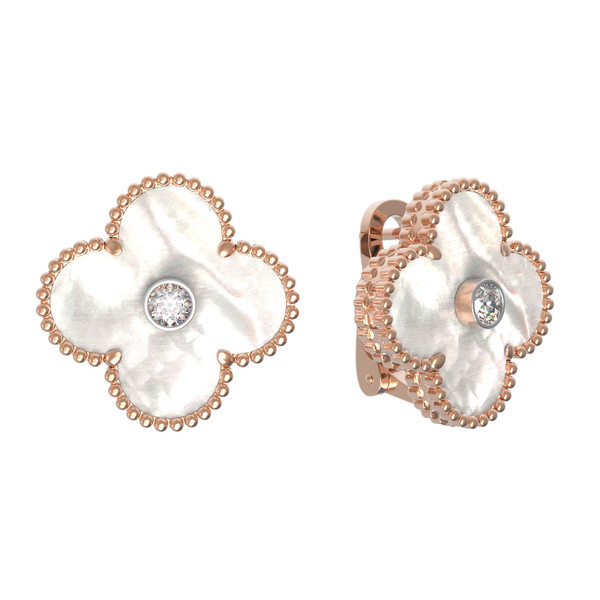 Серьги из золота c бриллиантами и перламутром