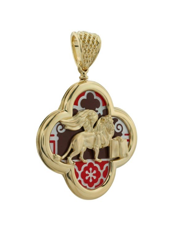 Подвеска из лимонного золота c эмаль и перламутром