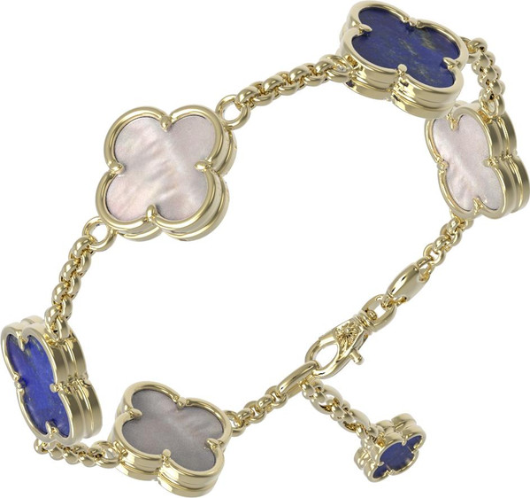 Браслет из лимонного золота c лазуритом и перламутром