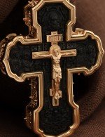 Крест из золота 585 пробы c эбеновым деревом