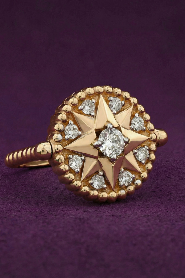 Кольцо из лимонного золота c бриллиантами