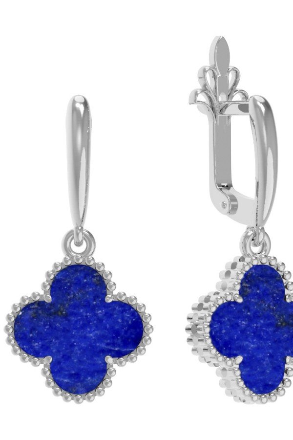 Серьги из белого золота c лазуритом