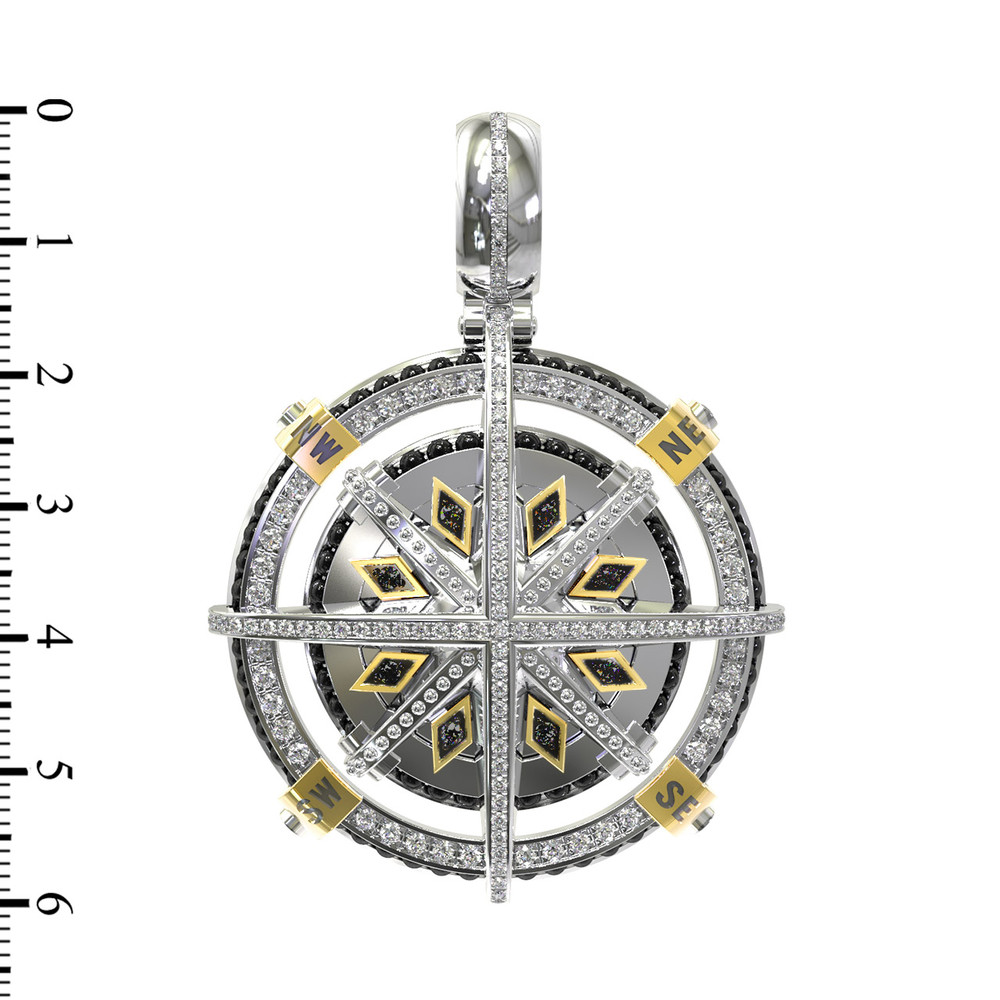 Подвеска из белого золота c эмаль , бриллиантами и ониксом