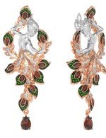 Серьги из золота 585 пробы c фианитом и гранатом