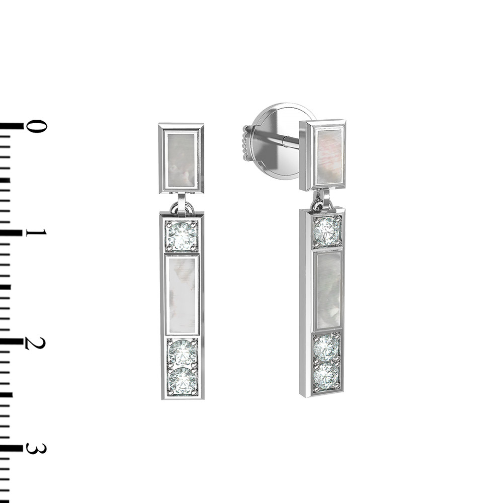 Серьги из белого золота c бриллиантами и перламутром