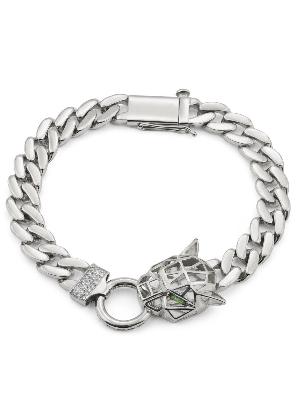 Браслет из белого золота c бриллиантами и изумрудом