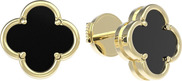 Серьги из лимонного золота c ониксом