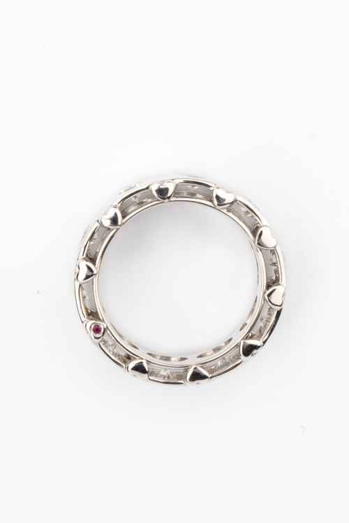 Кольцо из белого золота c бриллиантами и рубином