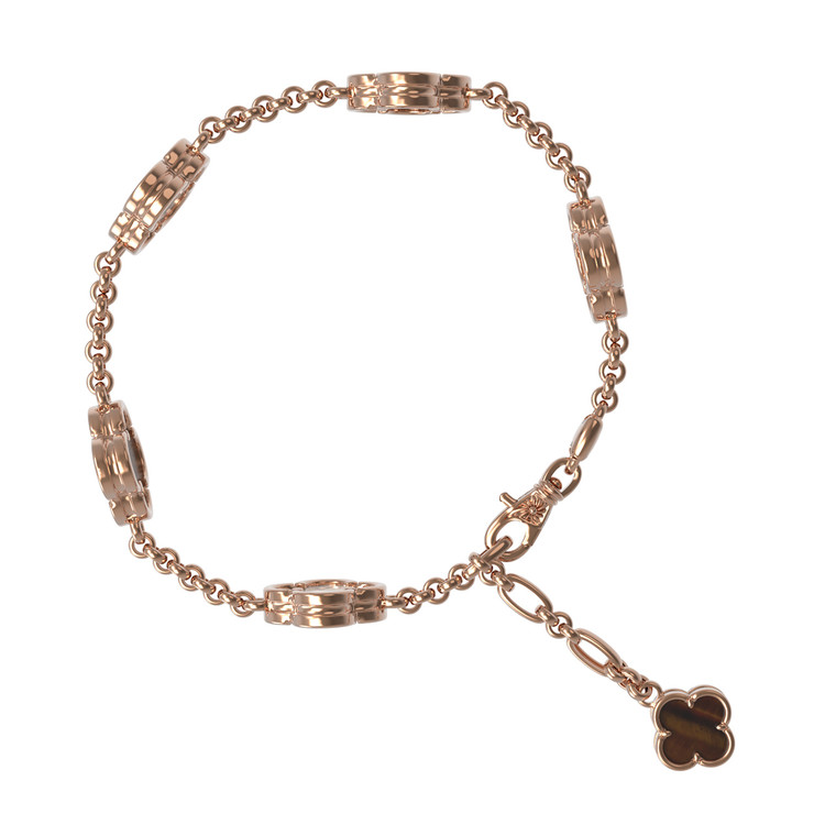 Браслет из золота c тигровым глазом и перламутром