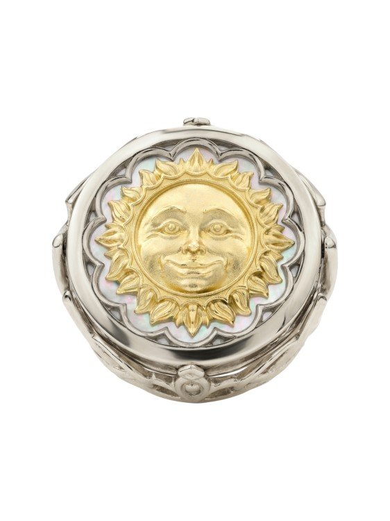 Кольцо из белого золота c ониксом и перламутром