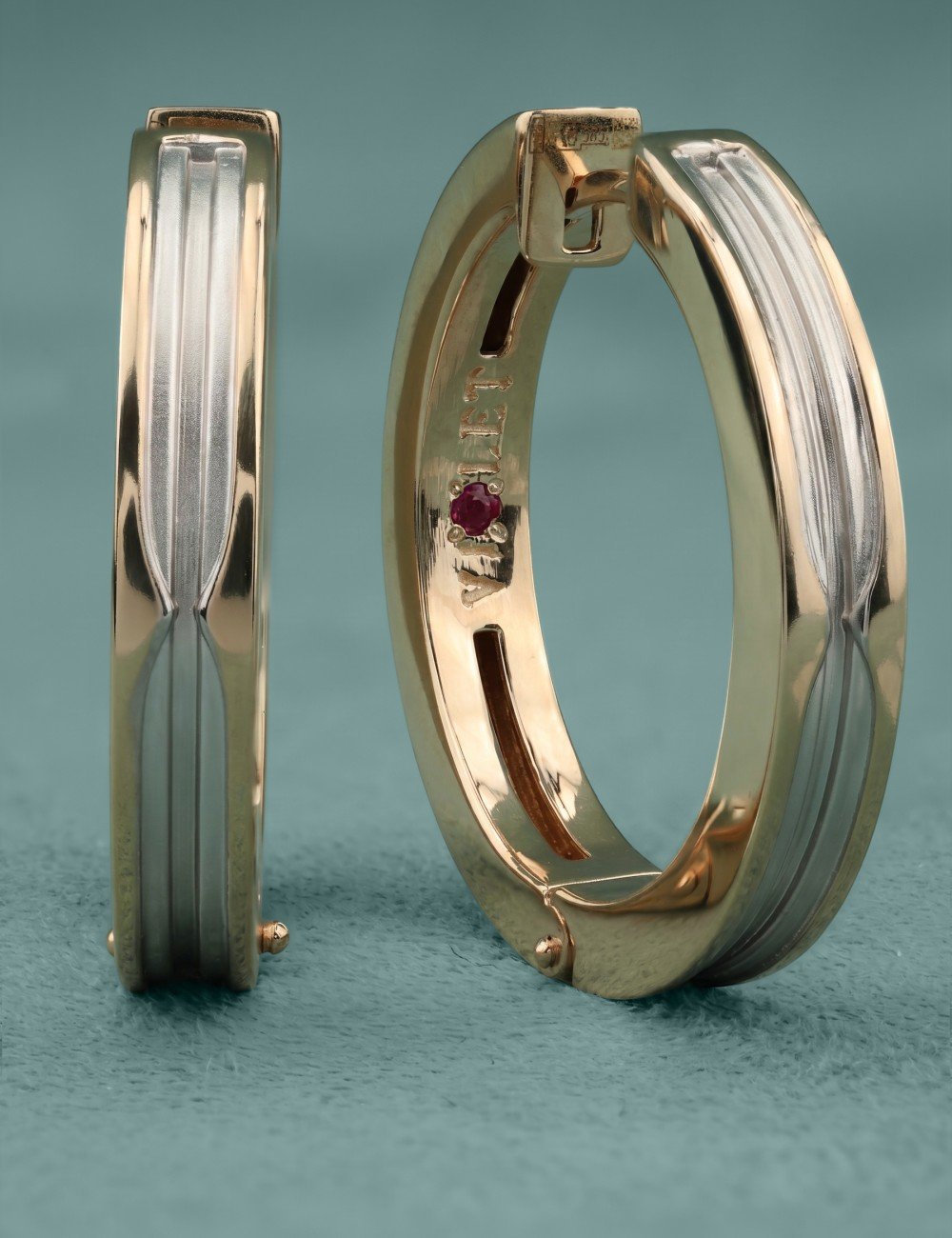 Серьги из золота 585 пробы c рубином