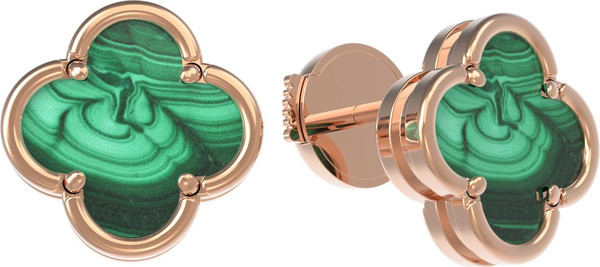 Серьги из золота c малахитом