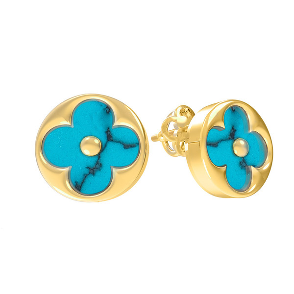 Серьги из лимонного золота c бирюзой