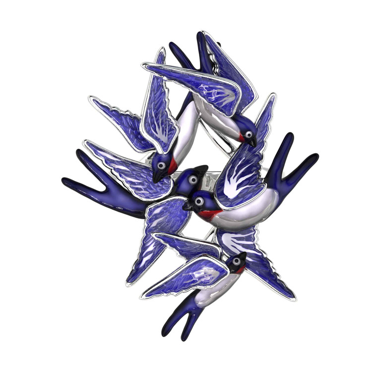 Кольцо из белого золота c эмаль