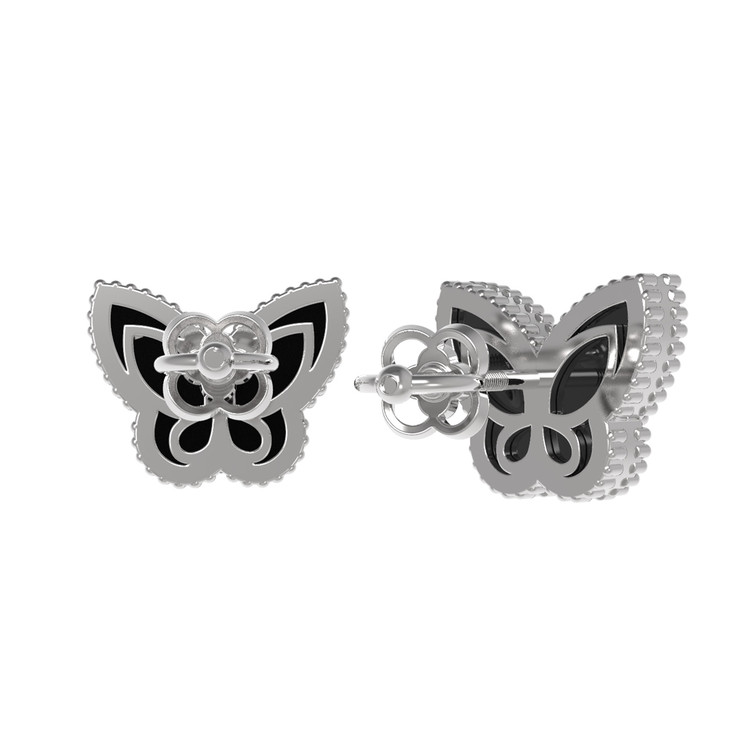 Серьги из белого золота c ониксом