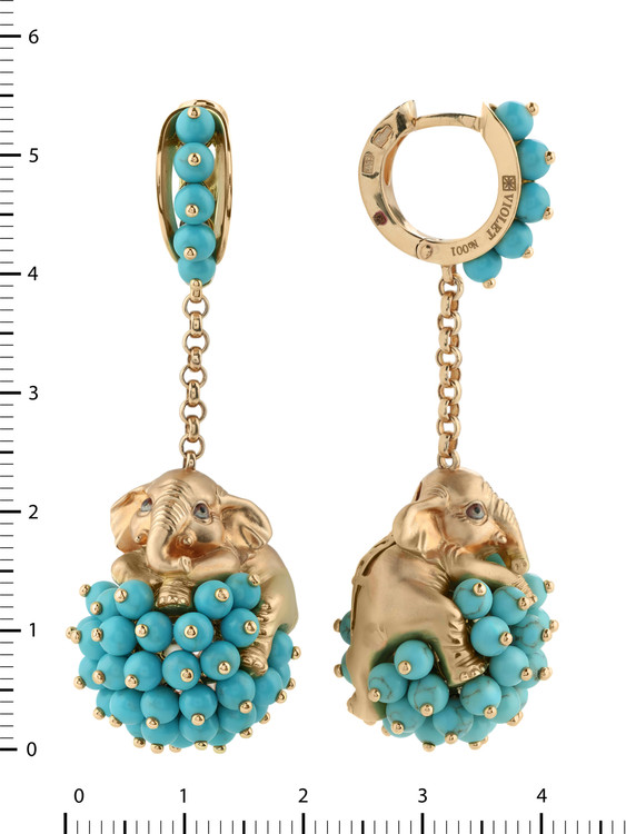 Серьги из золота c эмаль и бирюзой