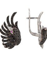 Серьги из белого золота 585 пробы c фианитом