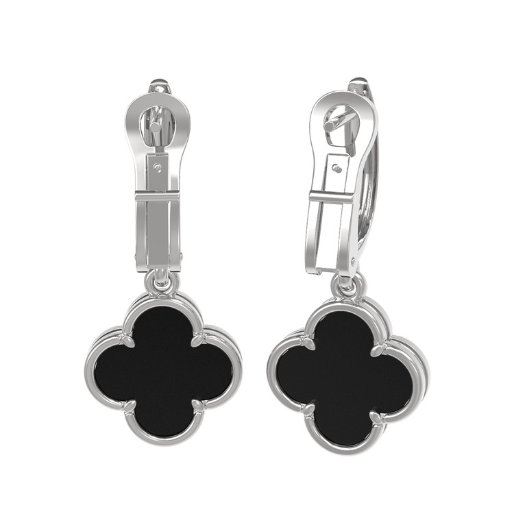 Серьги из белого золота c ониксом