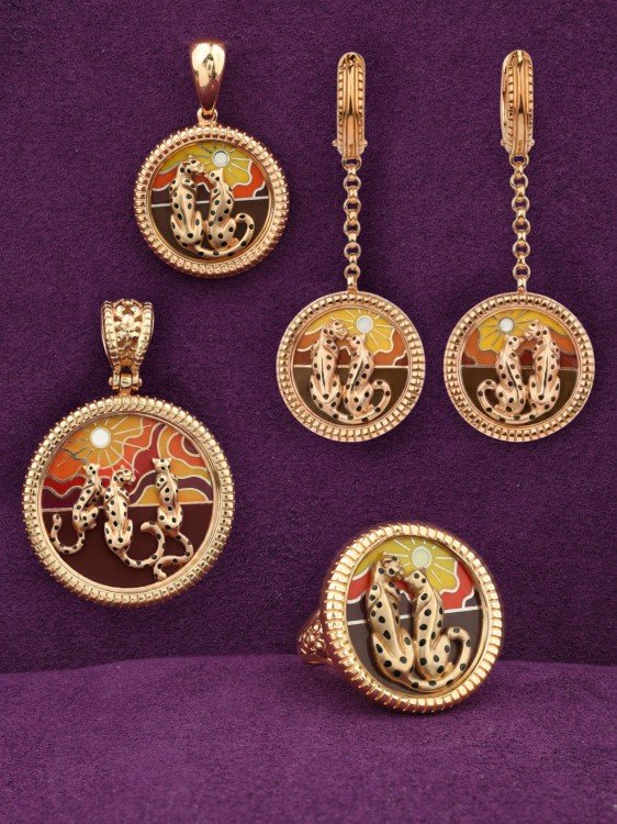 Серьги из золота c эмаль