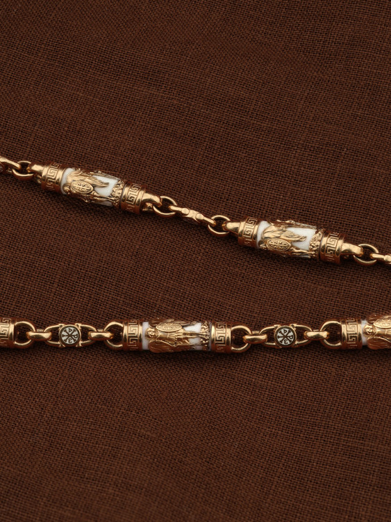 Цепь из золота c эмаль и бивнем мамонта