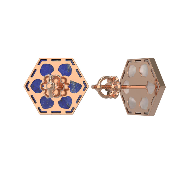 Серьги из золота c лазуритом и перламутром