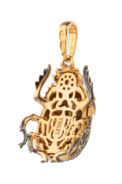 Подвеска из золота c эмаль , фианитом и гранатом