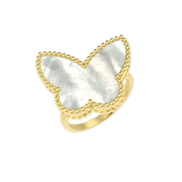 Кольцо из лимонного золота c перламутром