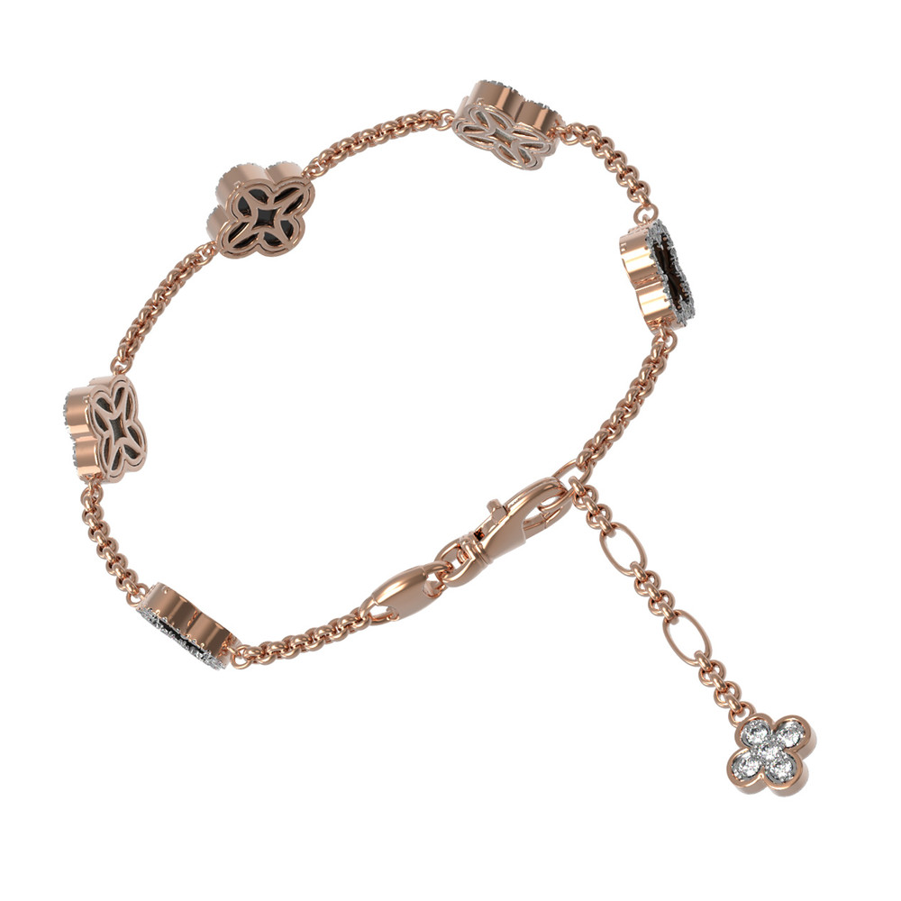 Браслет из золота c бриллиантами, ониксом и перламутром