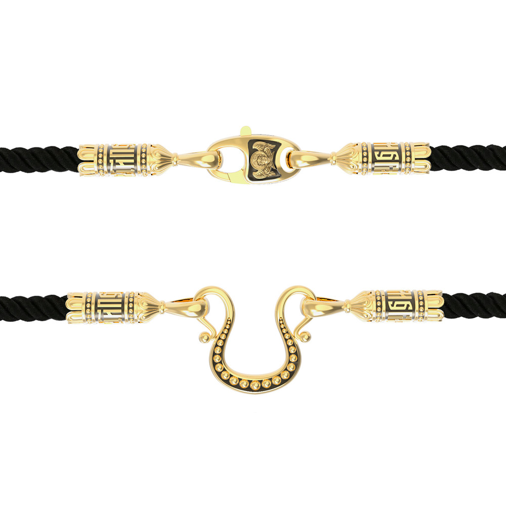 Шнурок шёлковый из лимонного золота c шёлковым шнурком